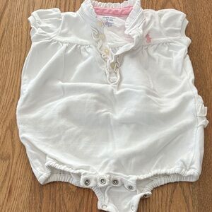 Ralph Lauren White Romper with Pink Logo